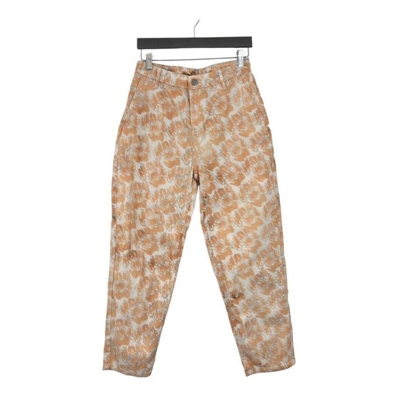 Rachel Comey x Target Size 6 Peach White Print High Rise Tapered Jeans - Picture 1 of 4